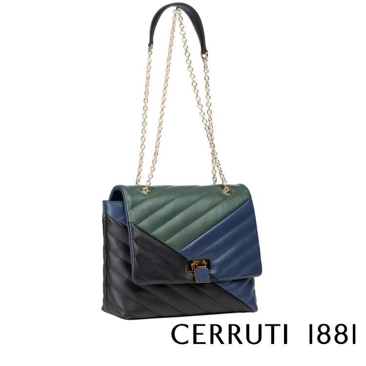 【CERRUTI 1881】限量2折 頂級義大利小牛皮斜背包/側背包 全新專櫃展示品（CEBA05590M）