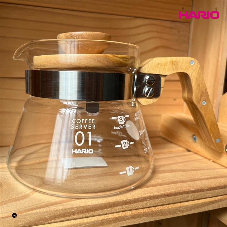 【HARIO V60橄欖木好握系列】01原木色咖啡分享壺400ml [VCWN－40－OV