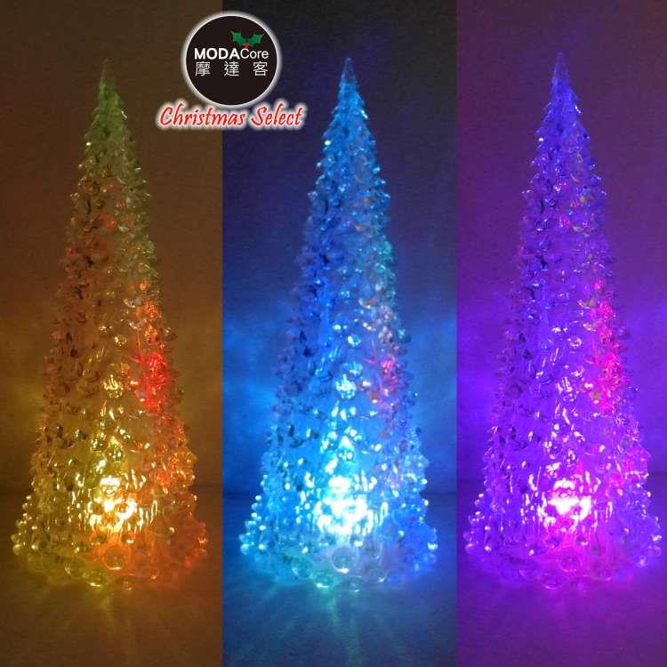 摩達客聖誕－27cm  七彩夢幻發光水晶樹/燈飾擺飾