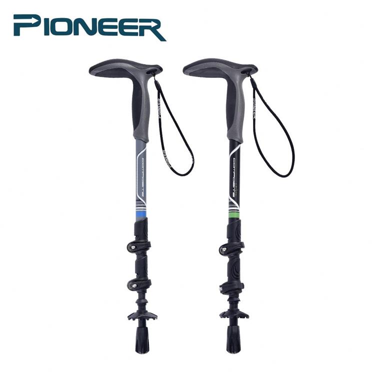 【開拓者 Pioneer】新大陸碳纖維速鎖彎把登山杖（兩色任選） - 灰色