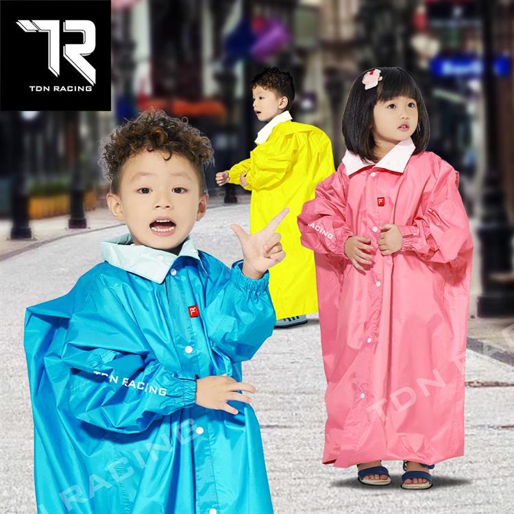 【TDN】小揹兒童背包雨衣超防水輕量學生書包連身雨衣（拉鍊前開雨衣附收納袋雨帽）ED4258 - 多拉藍S號
