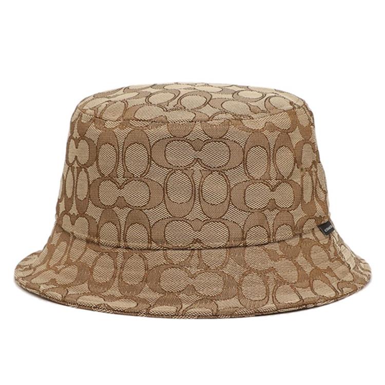 COACH 滿版LOGO織紋漁夫帽－卡其