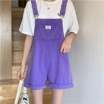 夏季新款韓版女裝設計感小個子顯瘦高腰闊腿－紫色
