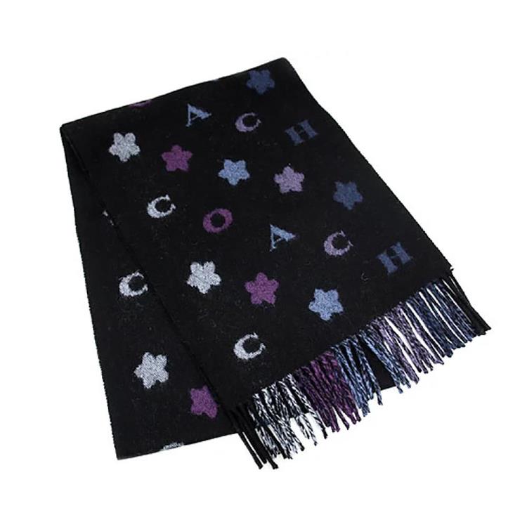 COACH 印花雙面圍巾－繽紛星星藍紫