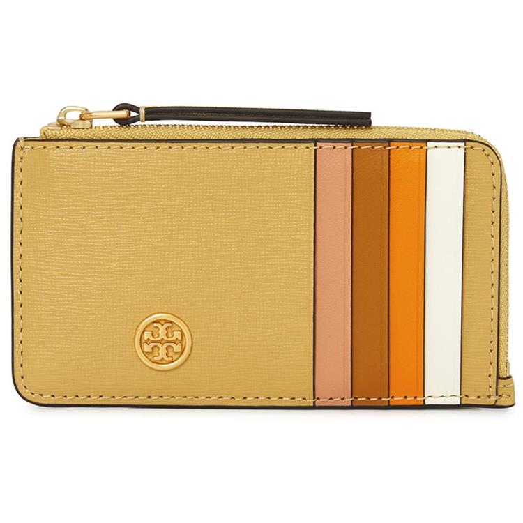 TORY BURCH 拼接皮革卡片零錢夾-黃