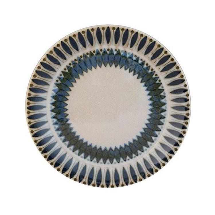 【日本美濃燒】Marusan Kondo Clasico北歐自然幾何紋復古風陶瓷L號大餐盤 主餐盤