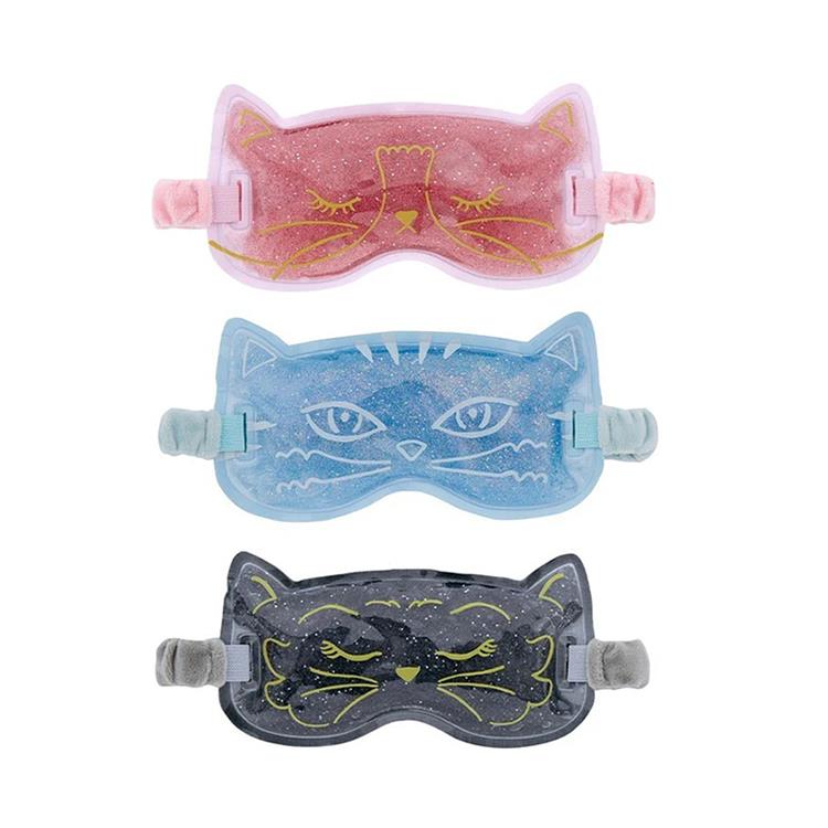 【日本CDF ètendue】貓咪涼感凝膠眼罩(3色可選) 舒眠眼罩 涼感眼罩 睡眠眼罩 - 粉紅色