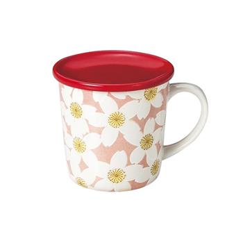 【日本みのる陶器】 平安櫻附蓋馬克杯 水杯 櫻花杯 日常用杯 咖啡杯 茶杯