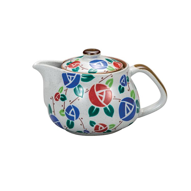 【日本九谷燒】玫瑰花彩繪茶壺 手工茶壺 日本茶壺 陶瓷茶壺 急須茶壺
