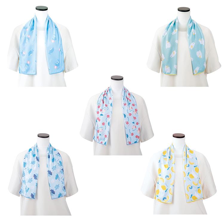 【日本Liv Heart】海洋動物涼感毛巾(5款可選) 涼感巾 運動涼感毛巾 日本製涼感巾 - 檸檬企鵝款