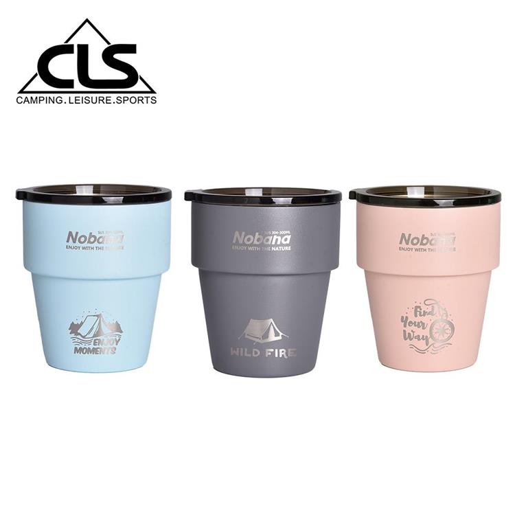 【韓國CLS】304不鏽鋼雙層杯 贈杯蓋/露營杯/套杯/野餐杯/不鏽鋼杯(三色任選) - 粉色