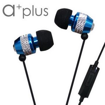 a＋plus鋁合金入耳式可通話立體聲耳機－海洋藍