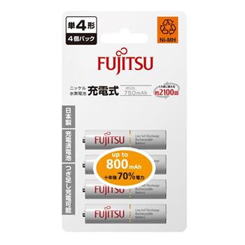 FUJITSU富士通 低自放750mAh充電電池組(4號4入)