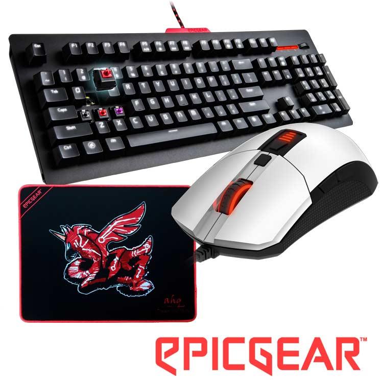 EPICGEAR 戰魔者鍵盤灰軸中文＋魔拉滑鼠－白＋送AHQ聯名款鼠墊