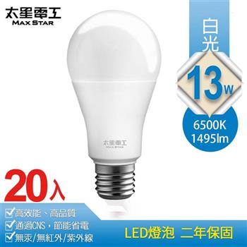 【太星電工】13W超節能LED燈泡/白光（20入）