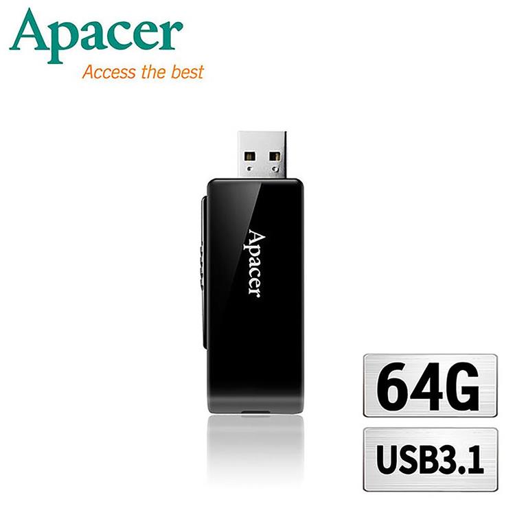 Apacer宇瞻 AH350 高速碟USB3.1－酷黑跑車版 64GB