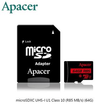 Apacer宇瞻microSDXC UHS－I Class10 64GB （R85MB/s）