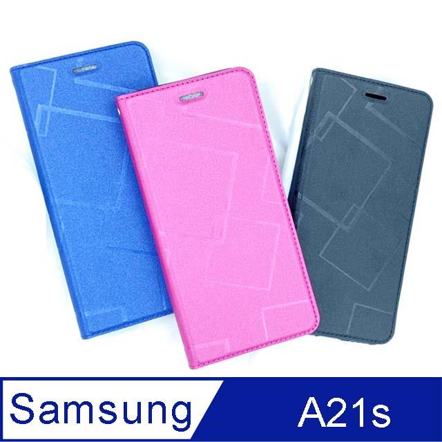 水立方 Samsung Galaxy A21s 水立方隱扣側翻手機皮套 - 粉紅色