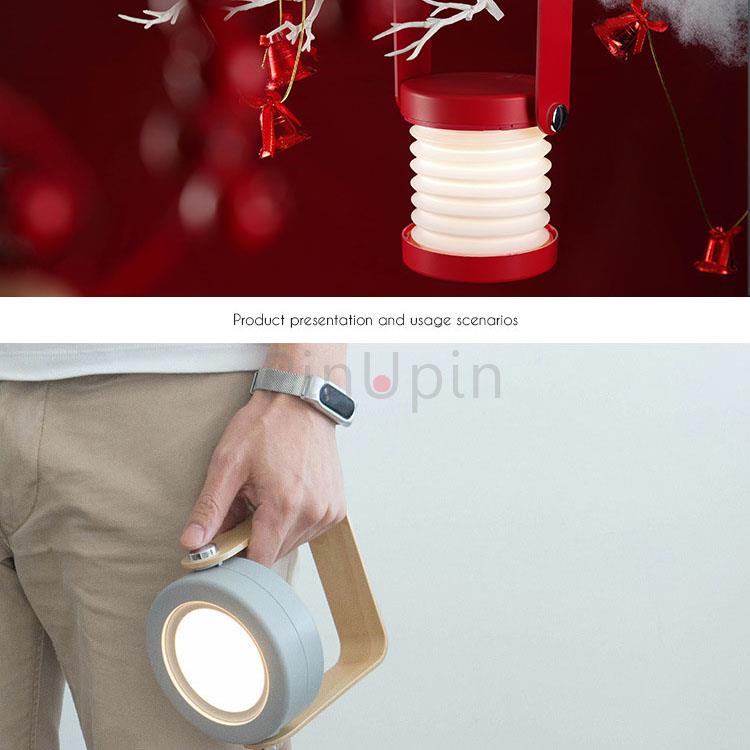 PinUpin 伸縮燈籠燈 三段調光手提LED小夜燈 文創手電筒 （3色選） - 青灰