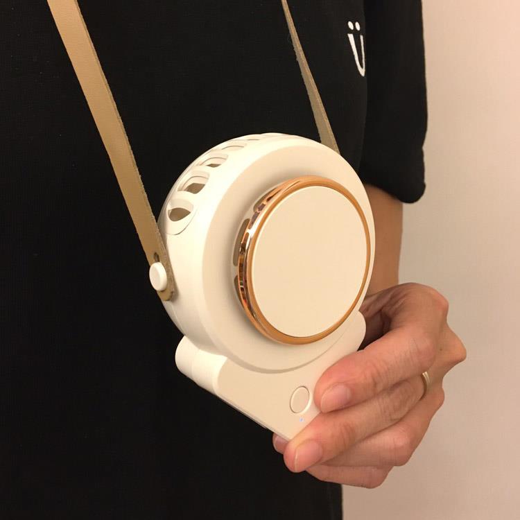 PinUpin 簡約時尚造型USB懶人掛脖小風扇 頸掛風扇 桌上風扇 迷你手持風扇（3色選擇） - 奶油白