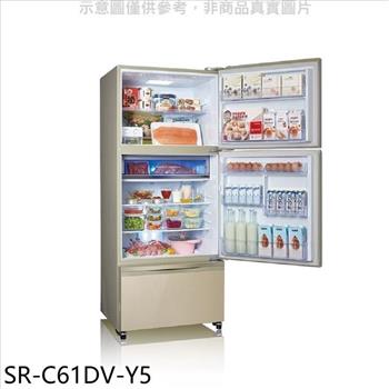 聲寶 605公升三門變頻炫麥金冰箱(7-11商品卡100元)【SR-C61DV-Y5】