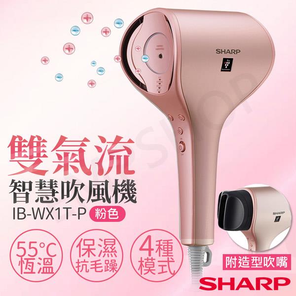 送LED美妝鏡！【夏普SHARP】雙氣流智慧吹風機 IB-WX1T