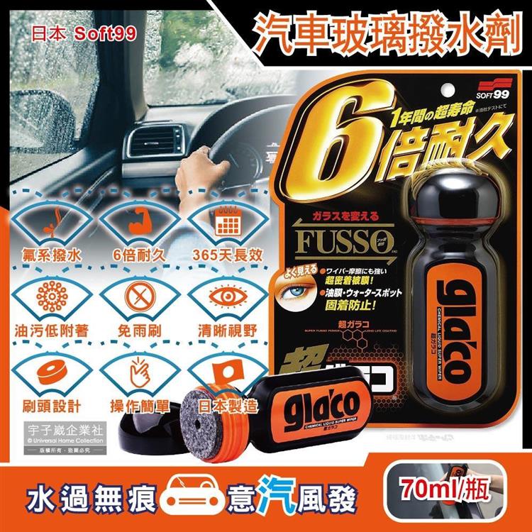 日本Soft99－免雨刷超級氟素6倍耐久力抗污耐磨防雨車用驅水玻璃精（C236）70ml/瓶