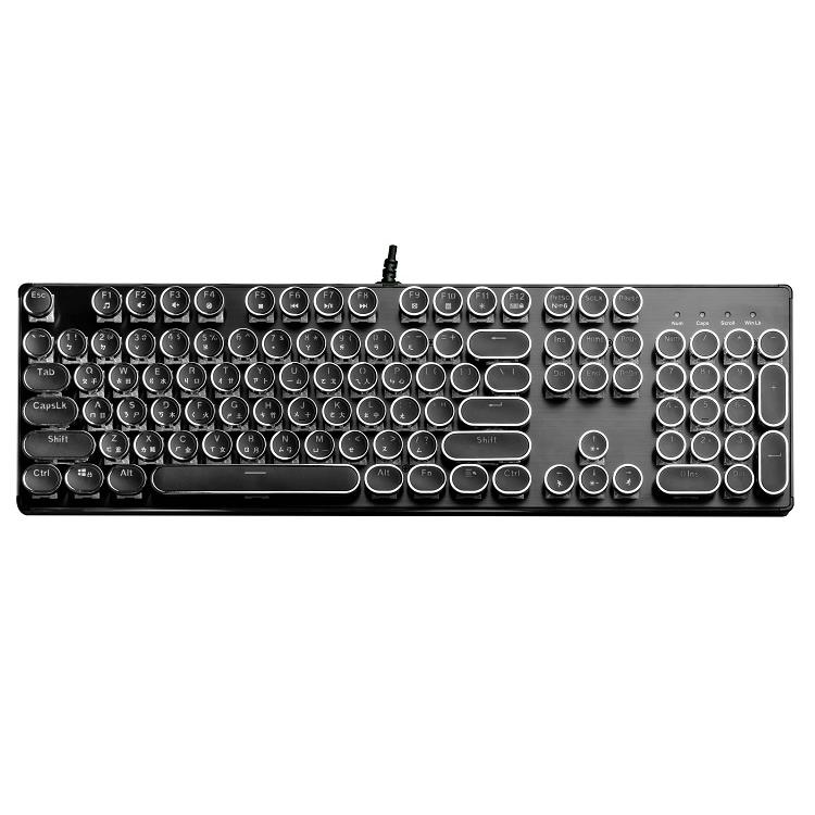 Lexking雷斯特 LKB-7325光之鍵 熱插拔機械式RGB發光有線復古打字機鍵盤 青軸 - 青軸