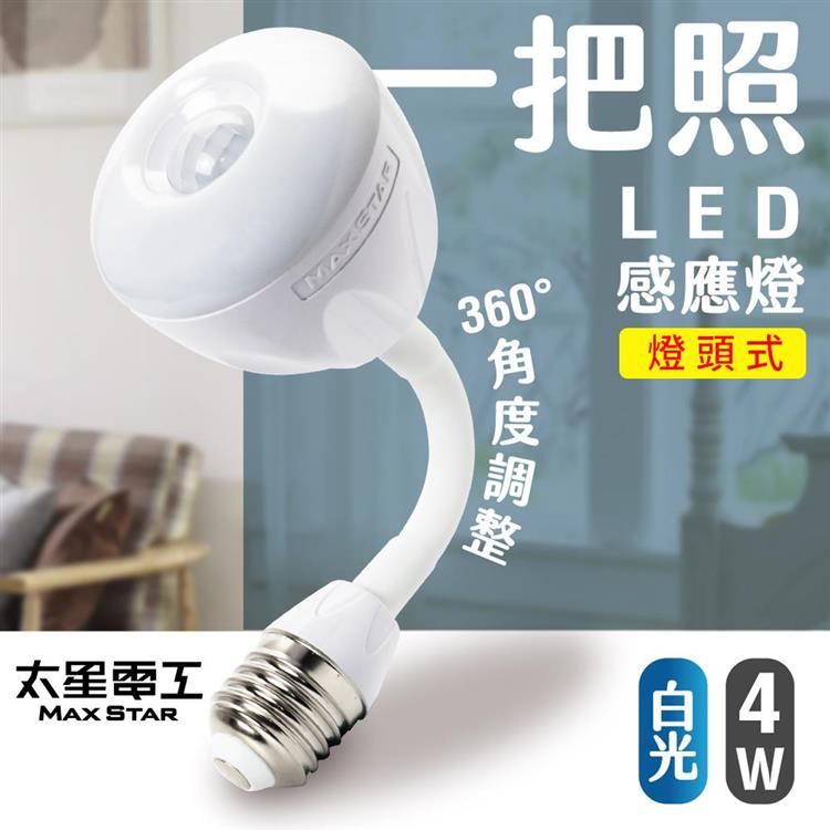 【太星電工】一把照LED感應燈4W/E27燈頭式  白光 WDG204L