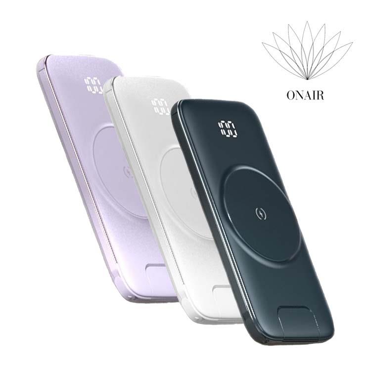 ONAIR P2 10000mAh 磁吸快充 自帶四線 支架 行動電源(支援iPhone 15) - 紫