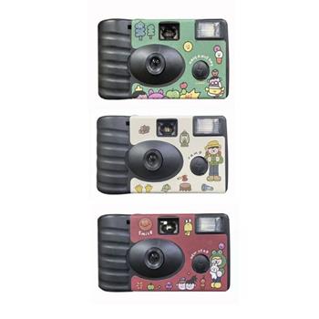 LFANI樂斐 27張彩色膠卷即可拍相機 即可拍相機 一次性帶閃光即可拍 底片相機 底片即可拍 27張相機-Holiday 放假啦(綠色)