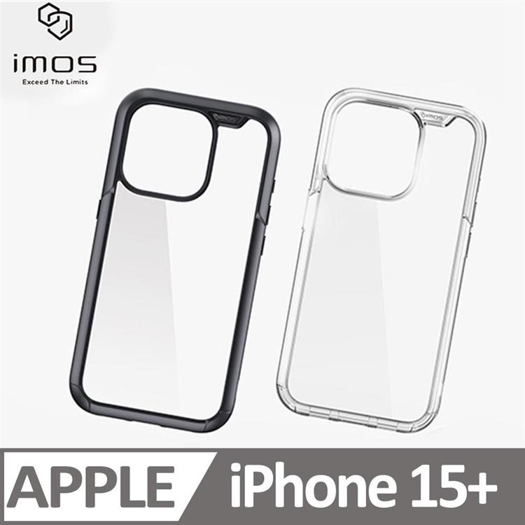 imos case iPhone 15 Plus 美國軍規認證雙料防震保護殼 黑色/透明 - 透明