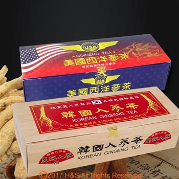 《瀚軒》特選韓國人蔘茶 （5g*30包）＋嚴選美國西洋蔘茶 （3g*50包）各1盒