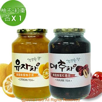 《柚和美》韓國蜂蜜柚子茶＋紅棗茶（1kg）（各1入）