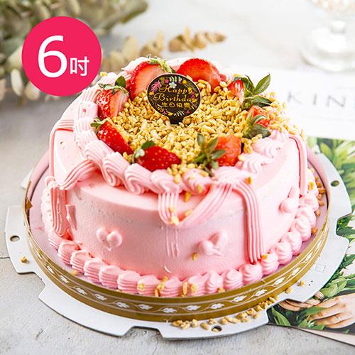 預購－樂活e棧－生日快樂蛋糕－粉紅華爾滋蛋糕（6吋/顆，共1顆） - 水果x布丁