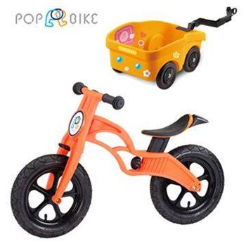 【虎兒寶】POPBIKE 兒童平衡滑步車 － AIR充氣胎 ＋ 拖車組（粉）
