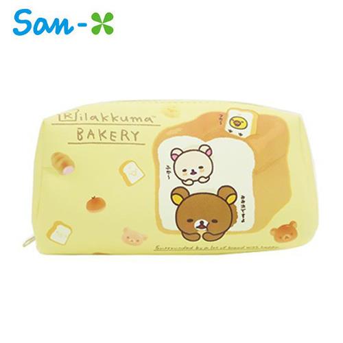 San－X 拉拉熊 皮革 化妝包 收納包 筆袋 鉛筆盒 防潑水 懶懶熊 Rilakkuma - 黃色款 