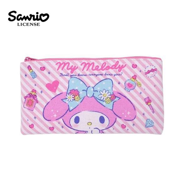 美樂蒂 帆布 扁筆袋 M號 鉛筆盒 筆袋 收納包 My Melody 三麗鷗 Sanrio - 美樂蒂