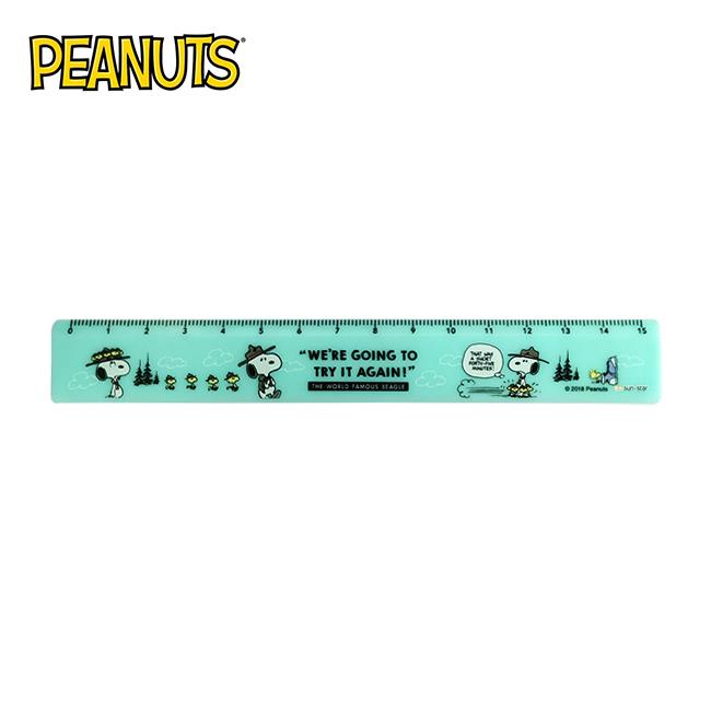 史努比 雙面刻度直尺 15cm 直尺 塑膠尺 Snoopy PEANUTS sun－star - 薄荷綠款