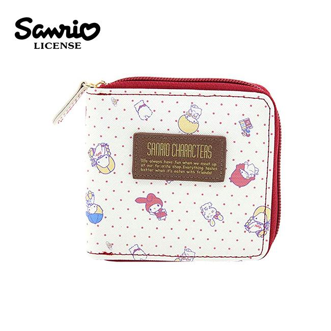 三麗鷗人物 皮質 短夾 皮夾 錢包 凱蒂貓/美樂蒂/雙子星 Sanrio - 紅色款