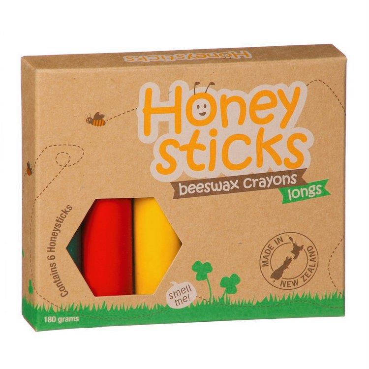 【壽滿趣－Honey Sticks】純天然蜂蠟無毒蠟筆－3歲以上幼童適用（6色高胖型）