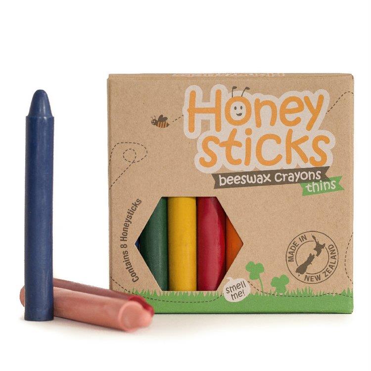 【壽滿趣－Honey Sticks】純天然蜂蠟無毒蠟筆－5歲以上學童適用（8色細長型）