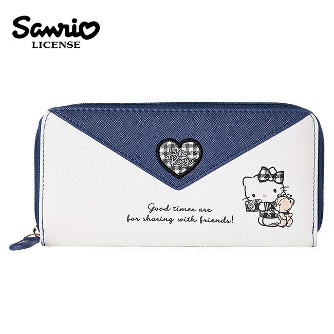 凱蒂貓 信封造型 長夾 皮夾 錢包 Hello Kitty 三麗鷗 Sanrio - 藍色款