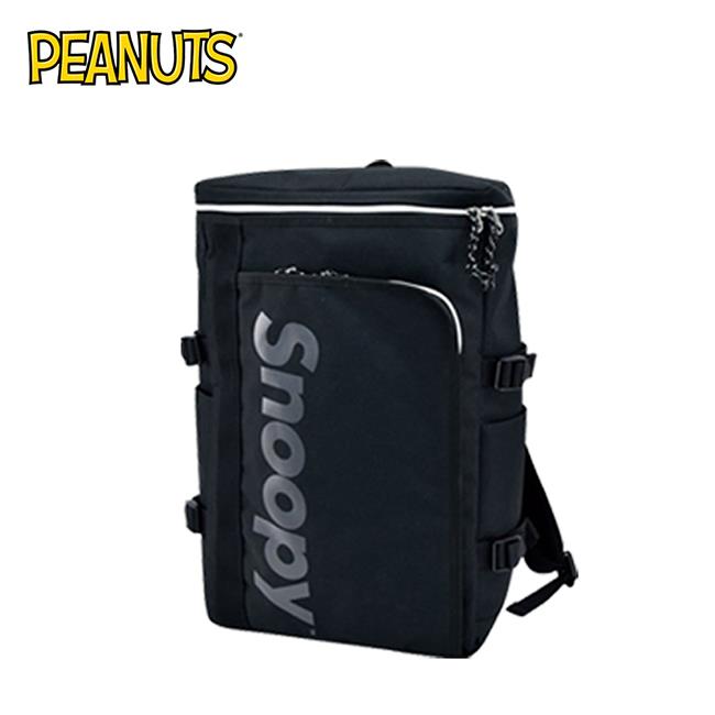 史努比 箱型後背包 上蓋後背包 後背包 書包 背包 Snoopy PEANUTS - 黑色款