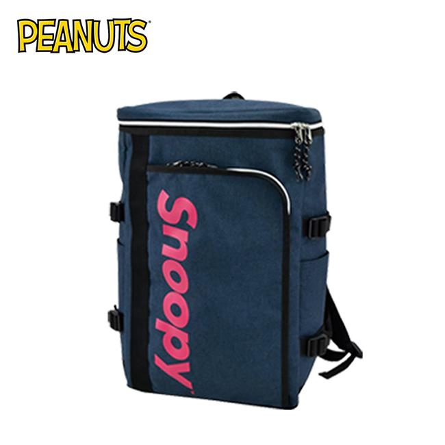 史努比 箱型後背包 上蓋後背包 後背包 書包 背包 Snoopy PEANUTS - 深藍款