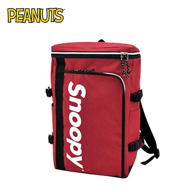 史努比 箱型後背包 上蓋後背包 後背包 書包 背包 Snoopy PEANUTS - 紅色款