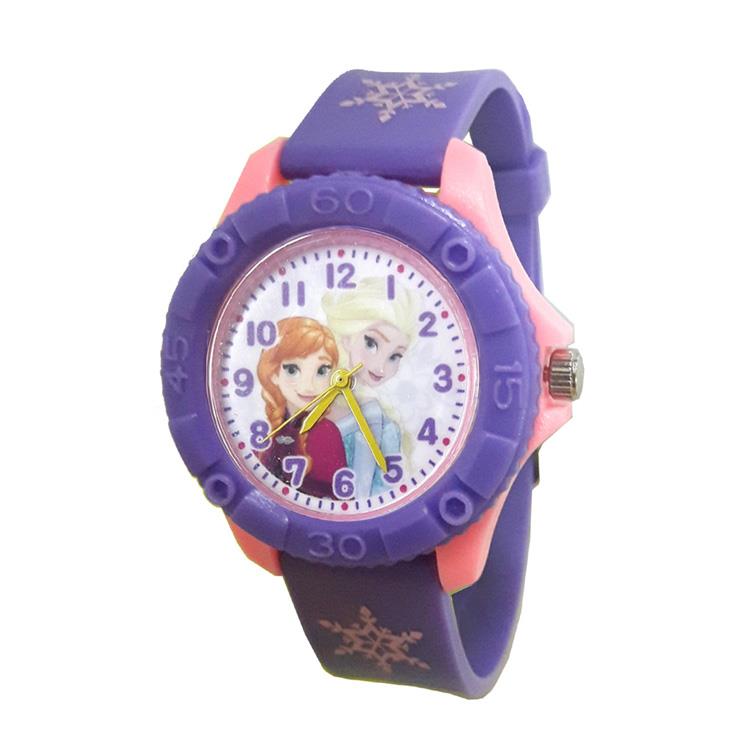 冰雪奇緣安娜艾莎 齒輪款膠錶－紫