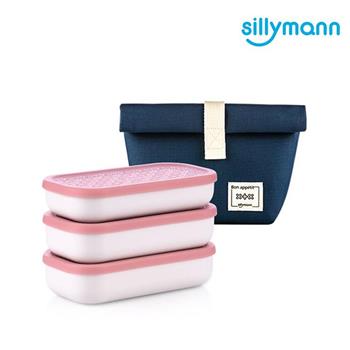 【韓國sillymann】 100%鉑金矽膠餐盒粉色三件組