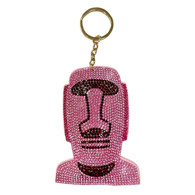 摩艾 貼鑽鑰匙圈 水鑽鑰匙圈 吊飾 摩艾石像 摩艾像 - 粉色款