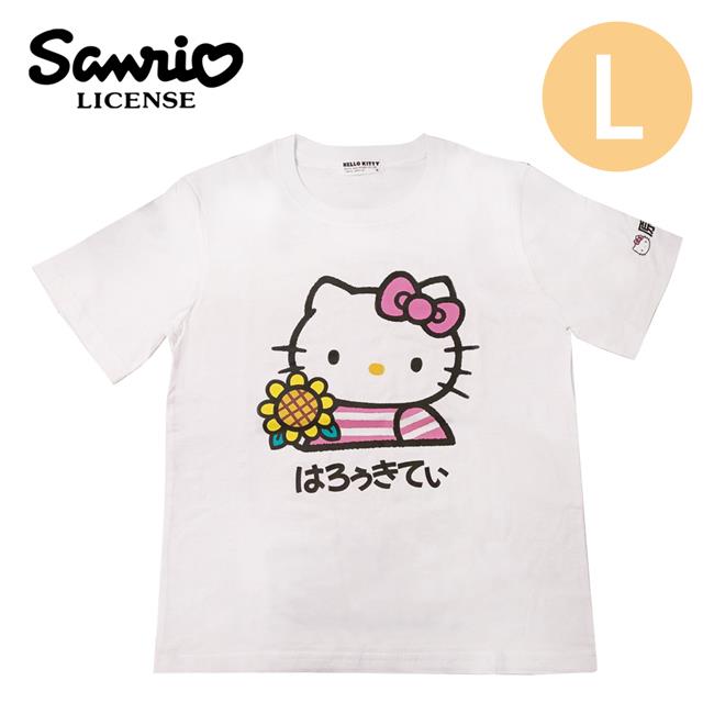 凱蒂貓 原宿T恤 印花T恤 短袖上衣 圓領T恤 短袖 T恤 男女適穿 Hello Kitty 三麗鷗 - 白色款_L號